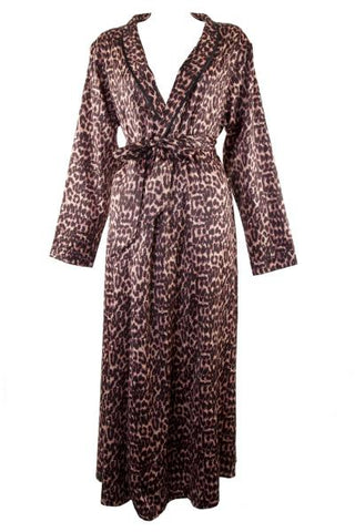 Bettie Page Leopard Print Satin Robe -