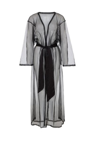 Betty Sheer Tulle Robe - Black -