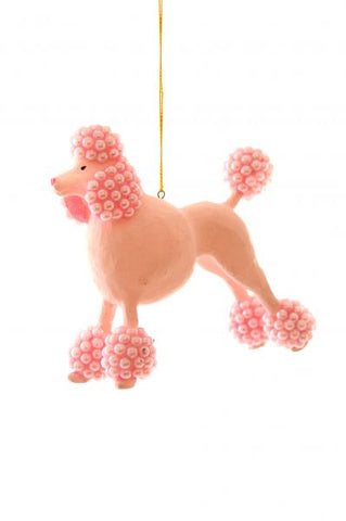Beaded Poodle Ornament - Pink