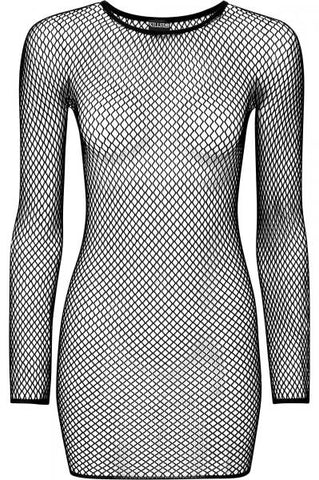 Nicole Fishnet Bodycon Dress - Black - One Size