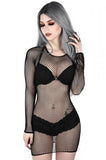 Nicole Fishnet Bodycon Dress - Black - One Size