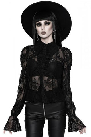 Valentina Lace Shirt - Black -