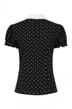 Allie Heart Collar Blouse - Black -