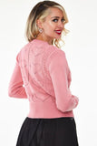 Etta Heart Knit Pattern Cardigan - Pink -