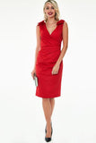 Sheree Bow Shoulder Heart Button Dress - Red -