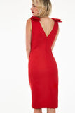 Sheree Bow Shoulder Heart Button Dress - Red -