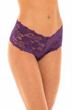 Lace Crotchless Boyshort - Grape -