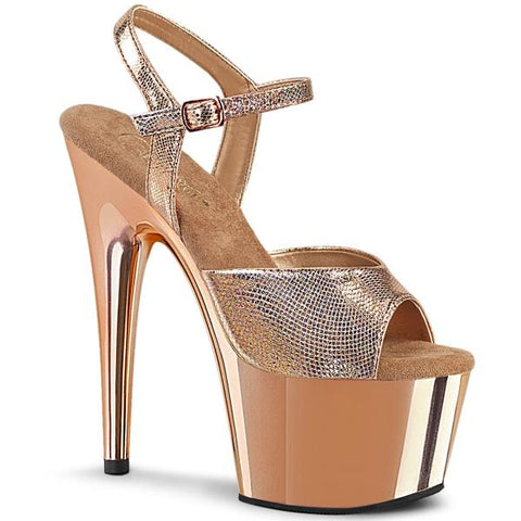 Adore 7" Platform Heel - Rose Gold Textured - Size