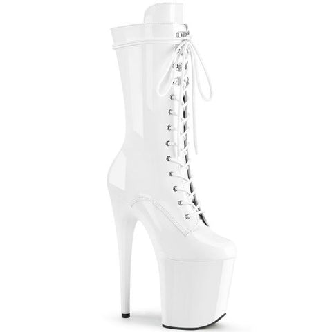 Flamingo 8" Platform Mid Calf Boot - White Pat - Size