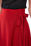 Raphaela Heart Button Bow Flare Skirt - Red -
