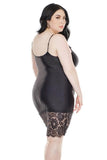 Chemise Dress with Eyelash Lace Trim - Black - One Size/X-Large