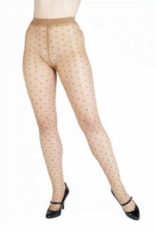 Dotty Seamed Tights with Bow - Light Nude/Black -