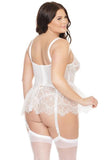 Peplum Lace Bustier - White -