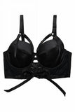 Aysha Lace Up Balcony Bra - Black -