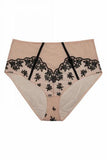 Evie Embroidered High Waist Brief - Black/Peach -