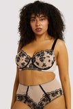 Evie Embroidered High Waist Brief - Black/Peach -