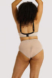 Evie Embroidered High Waist Brief - Black/Peach -