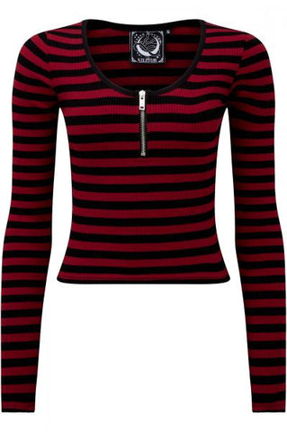 Izora Ribbed Top - Blood/Black -