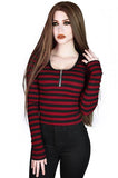 Izora Ribbed Top - Blood/Black -