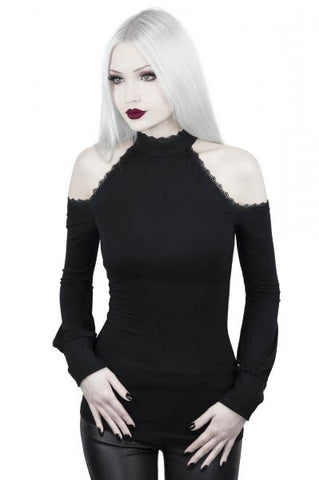 Kassandra Cold Shoulder Top - Black -