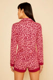 Bella Printed Long Sleeve Top and Boxer - Deep Ruby/Leopard -