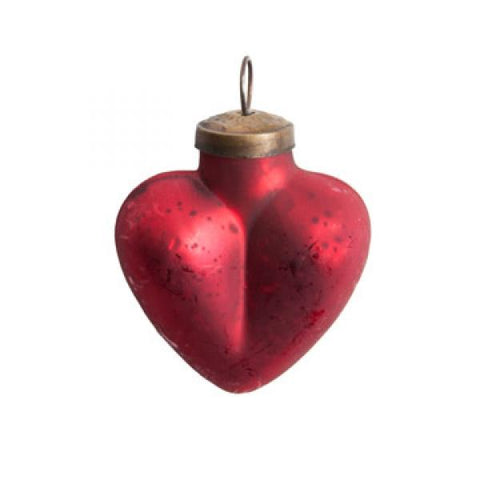 Small Glass Heart Ornament - Red