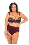 Nicole Bra and High Waist Short - Zinfandel/Black -