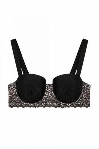 Eco Vivien Balcony Lace Wired Bikini Top - Black -