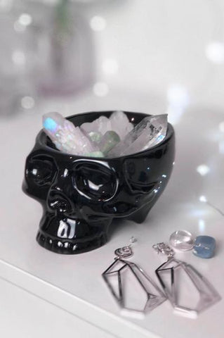 Skull Catch-All Ceramic Dish - Black