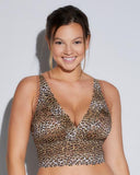 Printed Curvy Plungie Longline Bralette - Neutral Leopard -