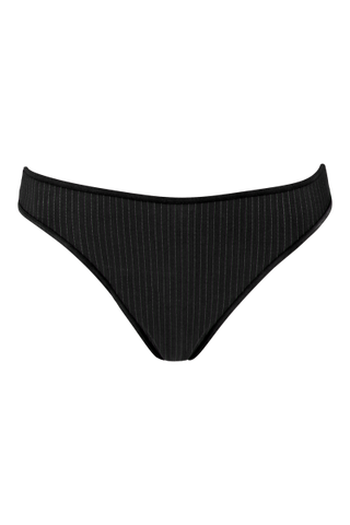 Gloria Pinstripe 4 cm Thong - Black -