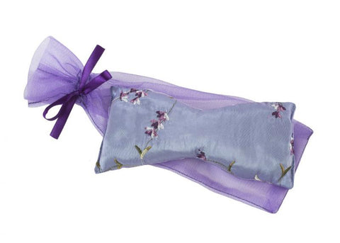 Lavender Eye Pillow in Lilac Embroidered Satin