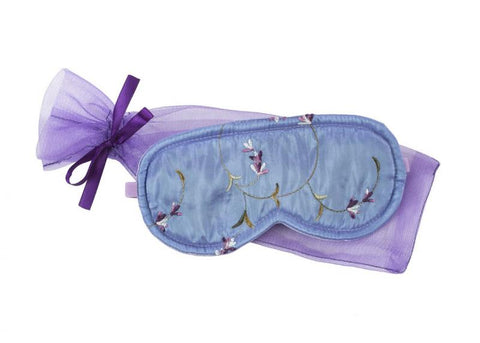 Lavender Sleep Mask in Embroidered Satin