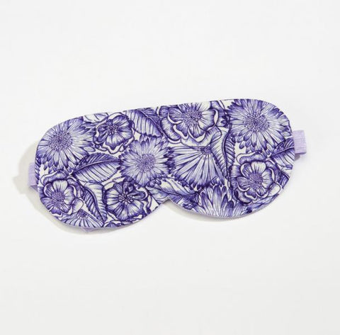 Lavender Sleep Mask in Purple Bouquet Satin