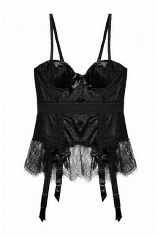 Tempest Lace Basque with Bows - Black -