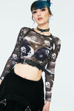 Moonstone Mesh Crop Top - Black/White -