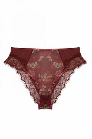 Neve Kimono Print High Waist Brief - Burgundy -