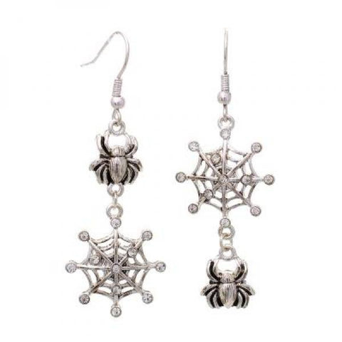 Halloween Spiderweb Earrings - Silver/Silver
