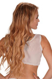 Sheer Tie Front Crop Top - White -