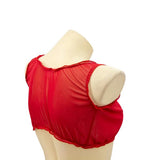 Sheer Tie Front Crop Top - Red -