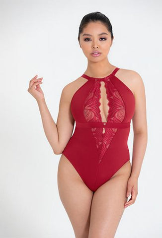 Indulgence Stretch Lace Body - Red -