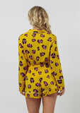 Bamboo Long Top & Short PJ Set - Watercolor Jaguar Spot -