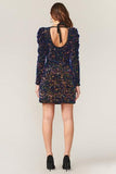 Gayle Velvet Sequins Puff Mini Dress - Multi -