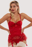 Tempest Lace Basque with Bows - Red -