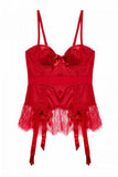 Tempest Lace Basque with Bows - Red -
