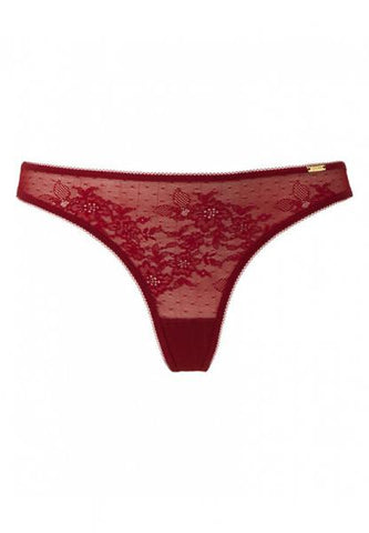 Glossies Lace Thong - Bordeaux -