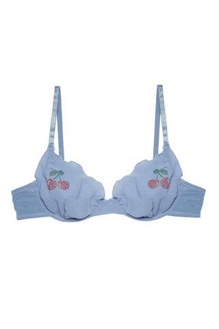 Lili Diamante Cherry Plunge Bra - Blue -