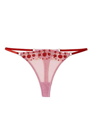 Charli Embroidered Thong - Pink -