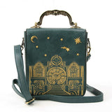 Vintage Clock Rectangle Shoulder Bag - Green