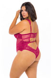 Harper Underwire Floral Lace Teddy - Cherries Jubilee -